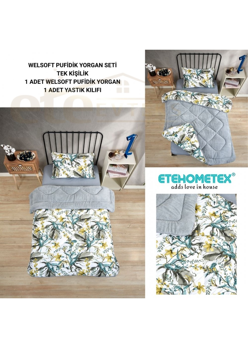 ETE HOMETEX TEK KİŞİLİK LÜX WELSOFT YORGAN ASYA GRİ 155X215CM 8696474231887 ETE HOMETEX TEK KİŞİLİK LÜX WELSOFT YORGAN ASYA GRİ 155X215CM 8696474231887